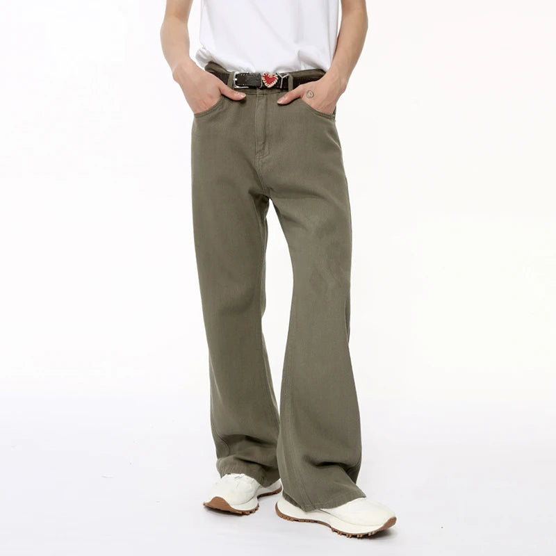 American Style Men's Denim Pants - Loose Fit Washed Straight Wide Leg Casual Jeans for Men (Solid Color 9C6380) | Perfect for Everyday Wear, Street Fashion & Relaxed Outfits