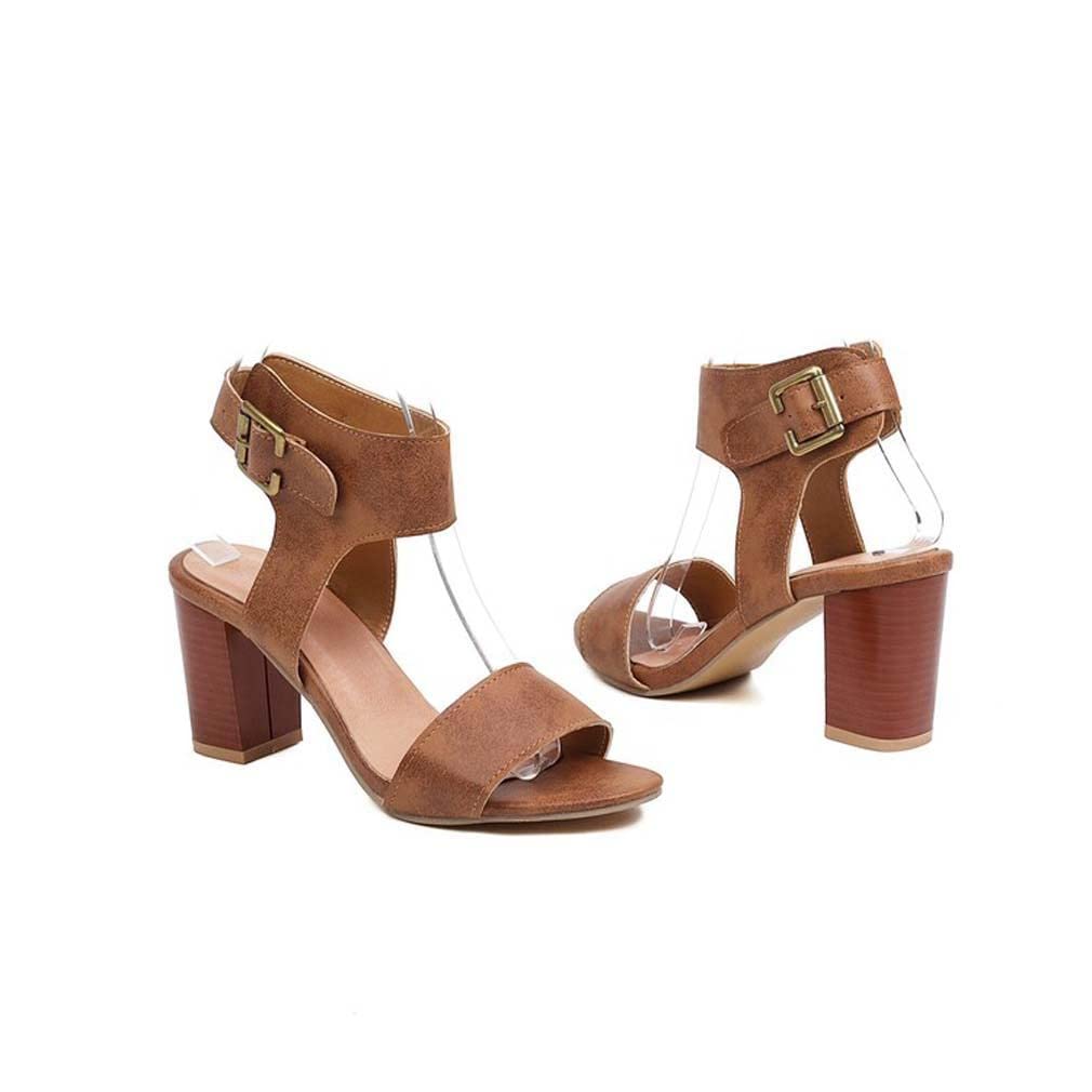 Women's Chunky Block Heel Sandals with Ankle Strap - Open Toe High Heels for Summer Weddings, Parties & Date Nights