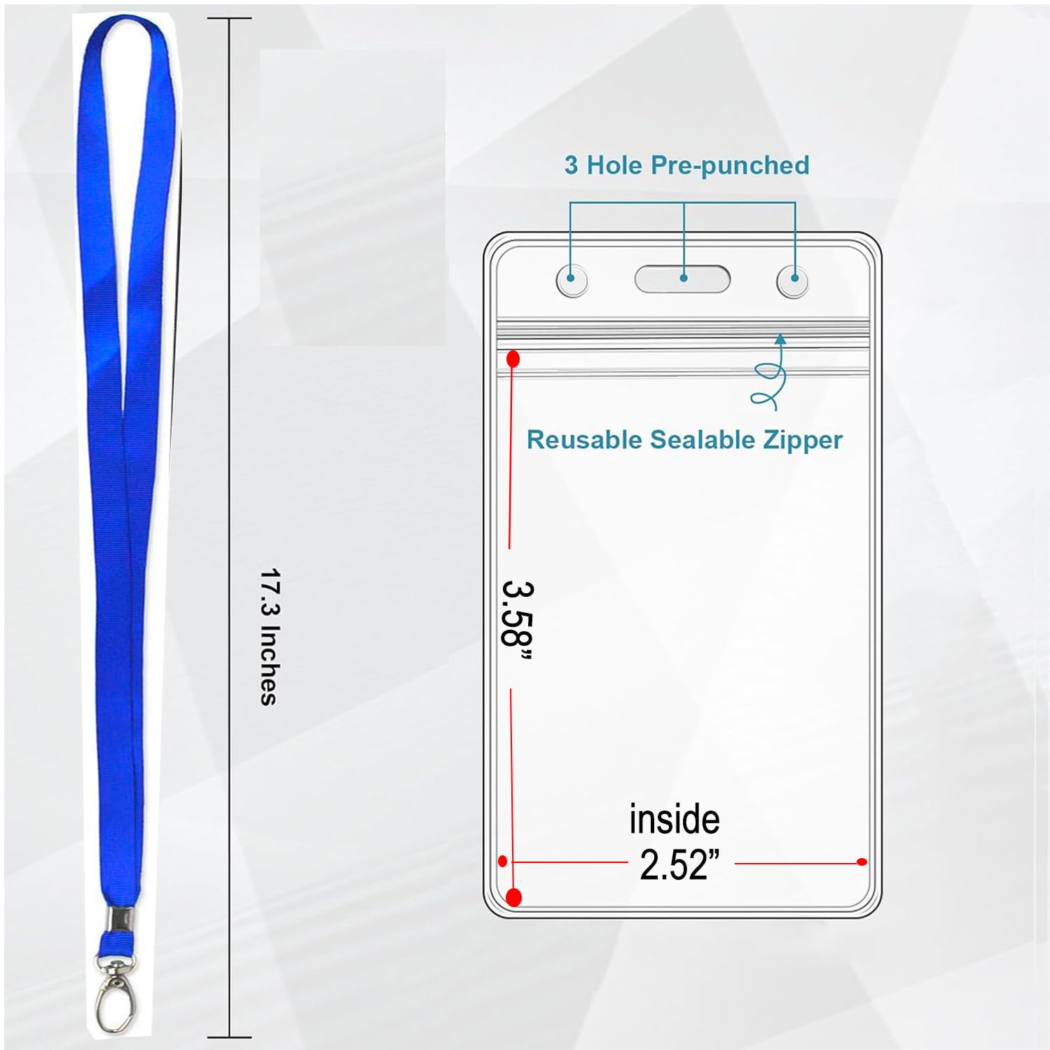 4-Pack Vertical ID Badge Holder with Clip & Lanyard - Waterproof for Work & Events