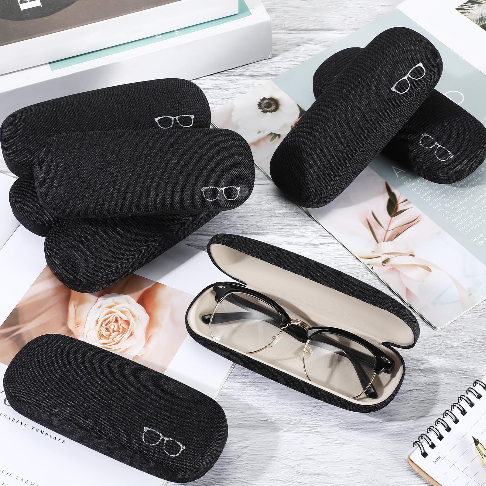 Kanayu Hard Shell Glasses Case - Bulk Linen Fabric Protective Eyewear Storage for Men & Women | Travel, Office & Daily Use Eyeglass Protector