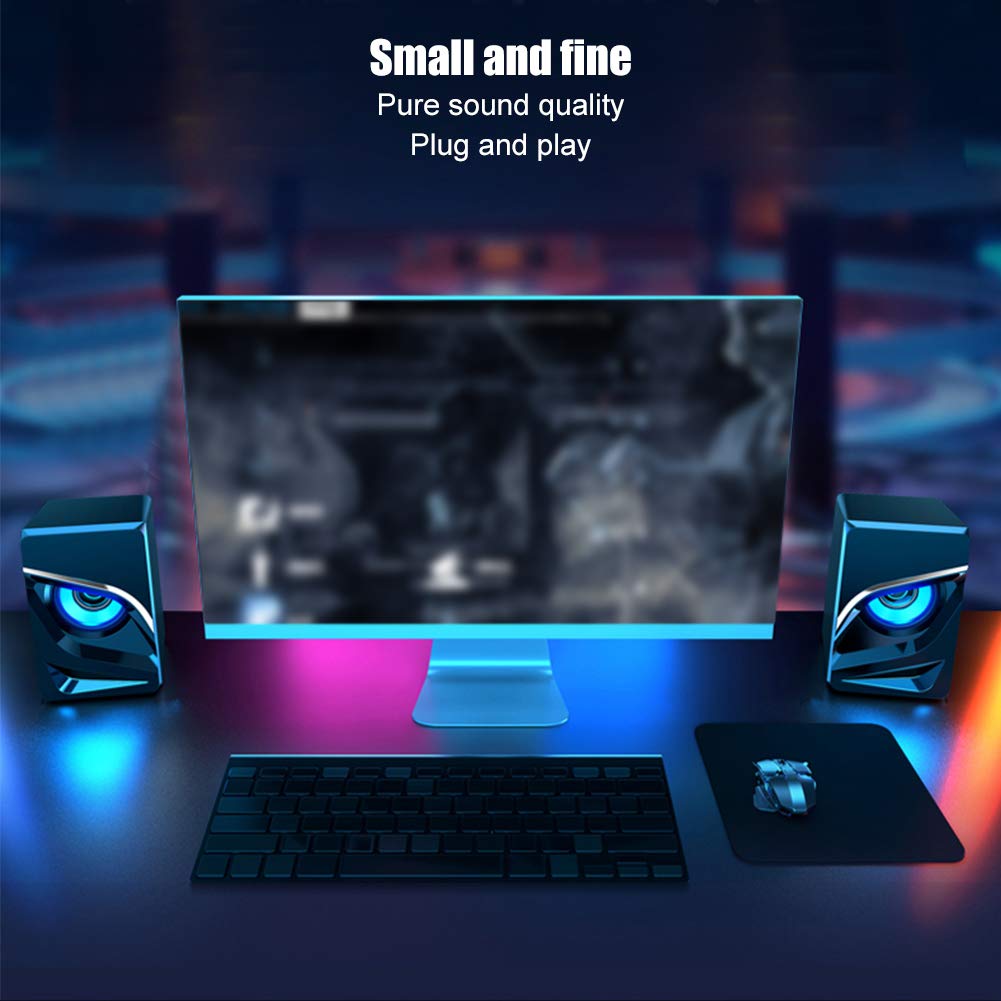 Ciglow Mini Computer Speakers with USB Power & 3.5MM Stereo Audio Cable, Low Frequency Wired Desktop Speakers for PC, Laptop, MP3 Player, Smartphone - Perfect for Home Office, Gaming, and Music Listening (Black)