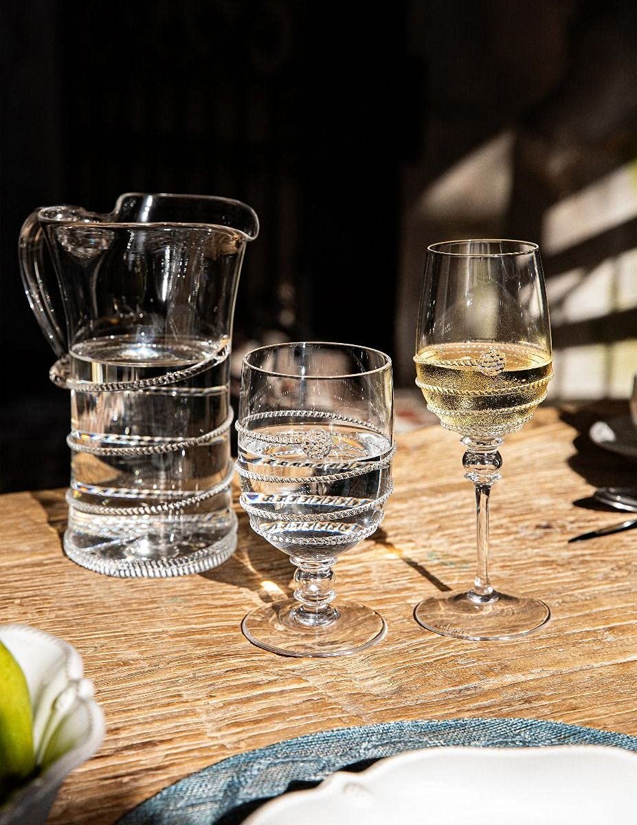 Juliska Amalia Glass Goblets - Set of 6 Elegant Footed Wine Glasses for Fine Dining & Special Occasions