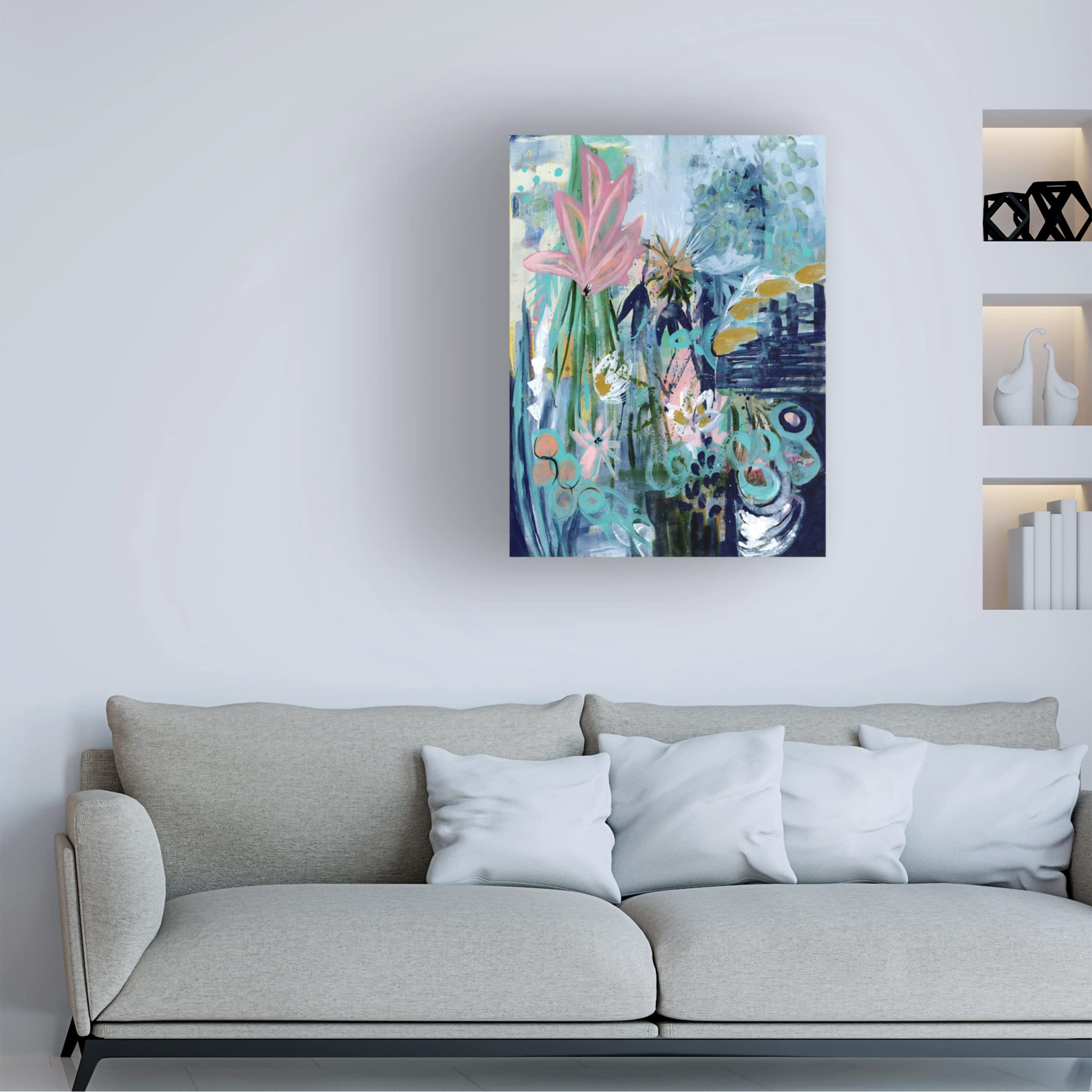 Trademark Fine Art 'Opulent Floral Strokes II' Canvas Wall Art by Tara Daavettila - Elegant Floral Painting for Living Room, Bedroom & Office Decor
