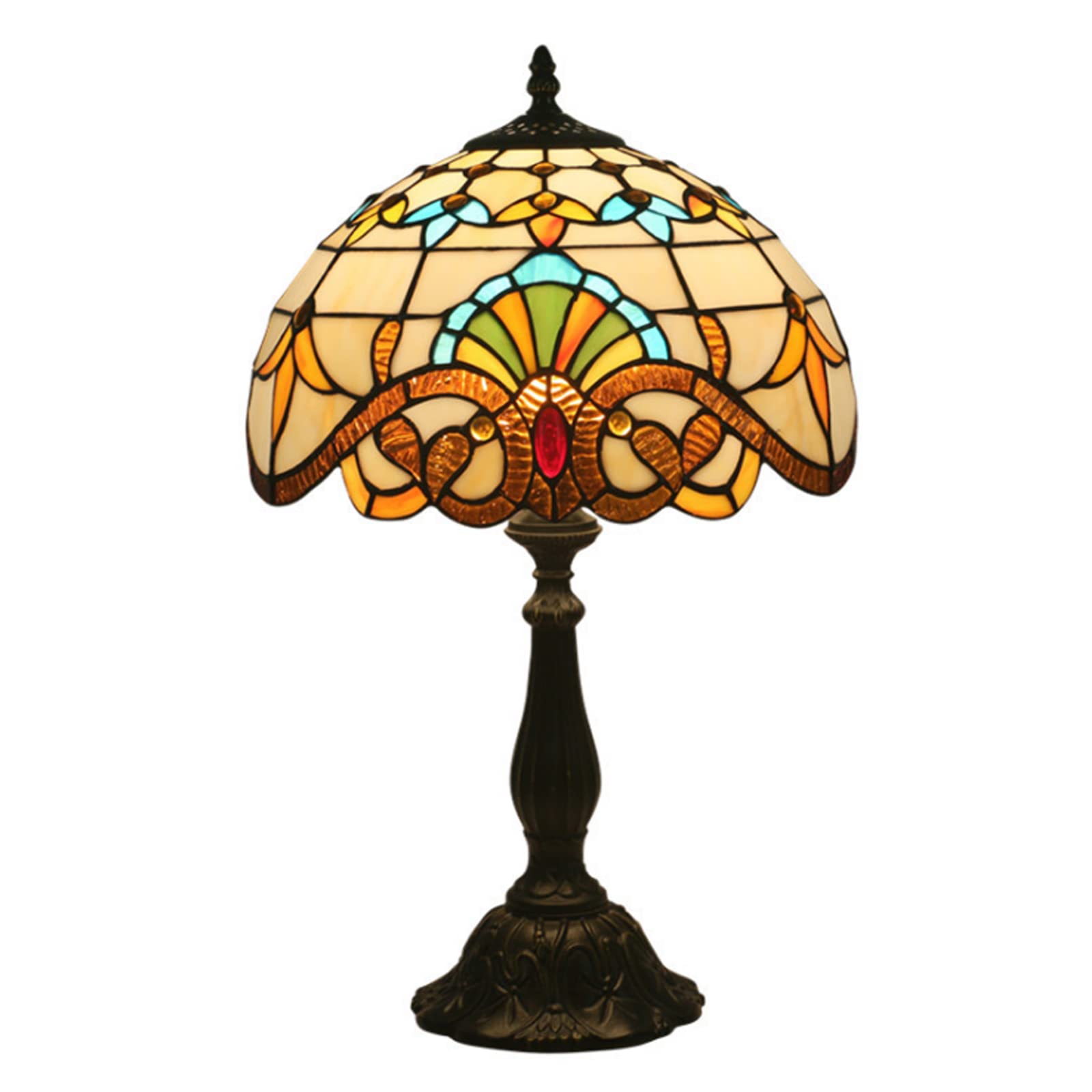 Baroque Style Stained Glass Desk Lamp - Vintage Reading Light for Bedroom, Living Room & Nightstand - Perfect for Study, Relaxation & Decorative Lighting