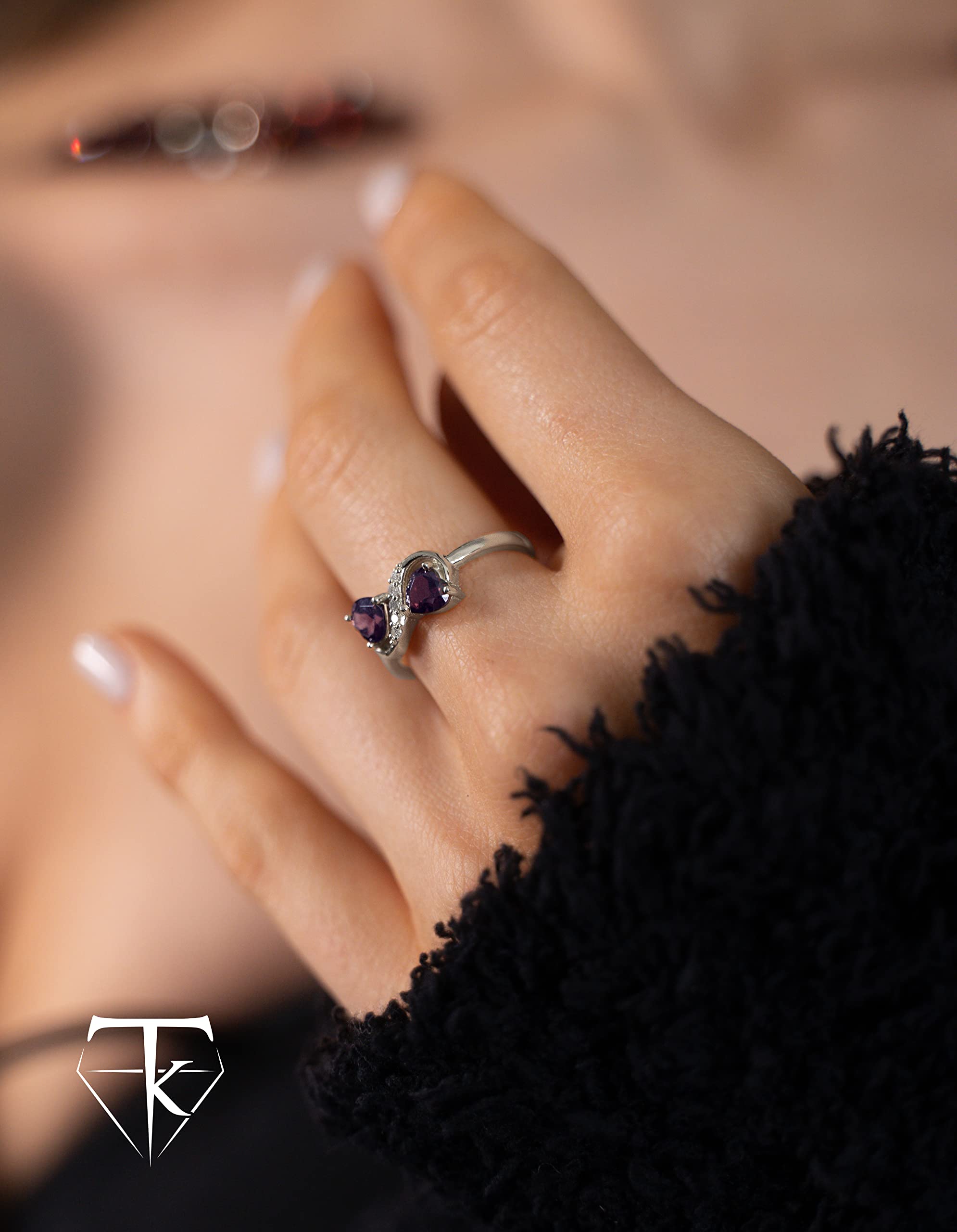 10K Gold Heart-Shaped Amethyst & Diamond Infinity Ring | February Birthstone Jewelry for Women | Promise & Engagement Ring | Handmade in USA | Perfect for Valentine's Day, Anniversaries & Romantic Gifts