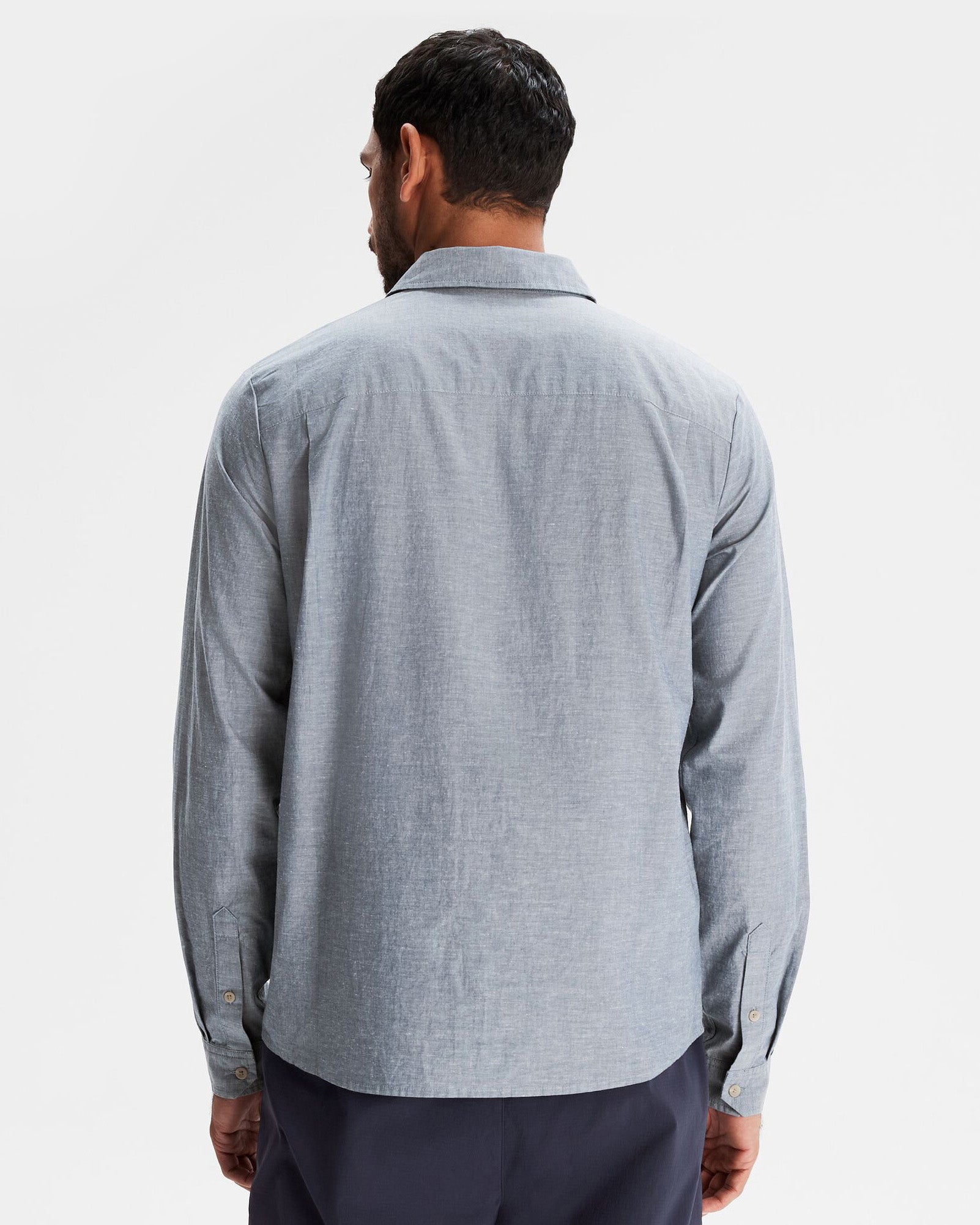 Men's Flaxton LT Long Sleeve Chambray Blue Shirt - Comfortable Casual Wear for Office & Outdoor Activities