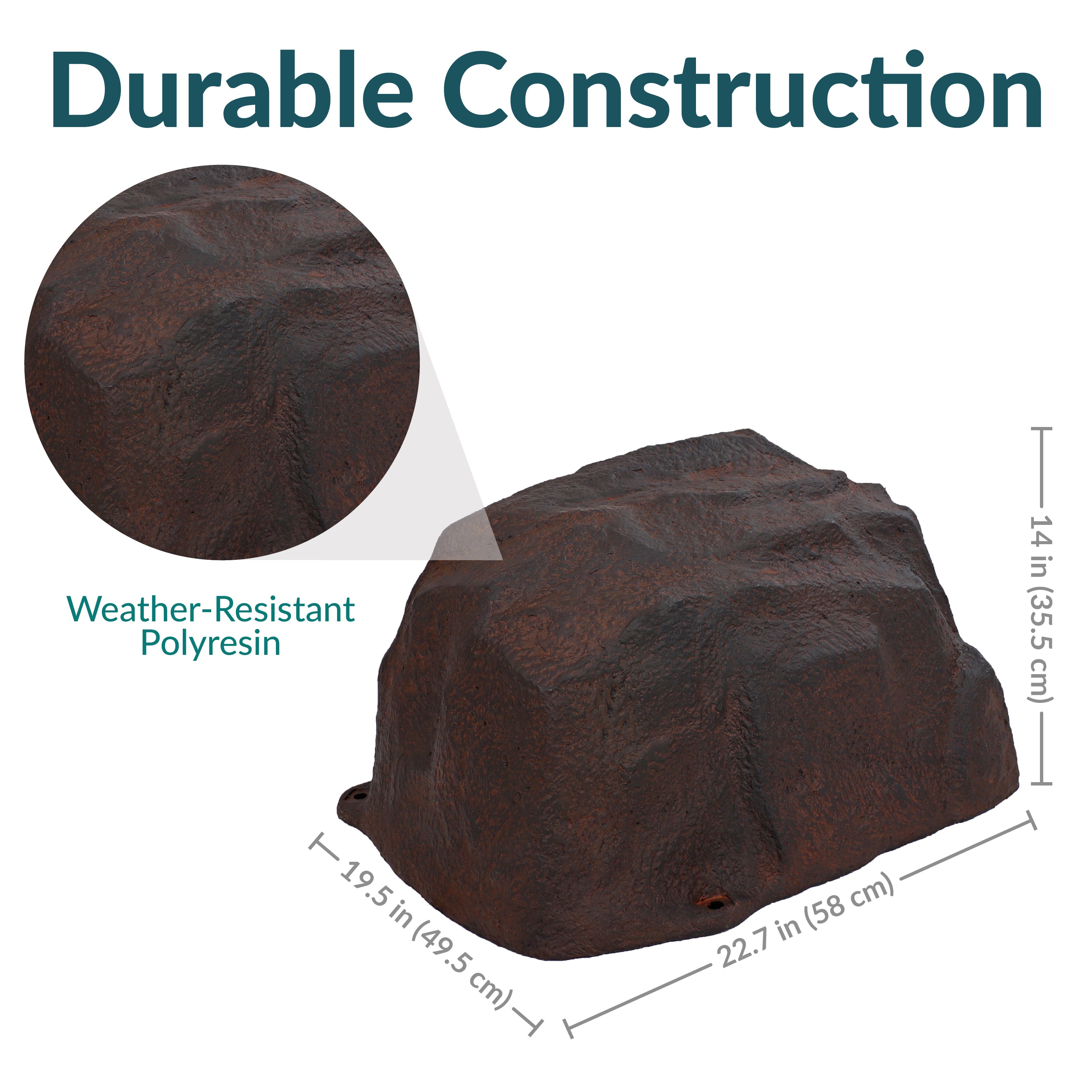 Sunnydaze Low Profile Artificial Landscape Rock Cover with Stakes - Decorative Yard & Garden Camouflage for Utility Boxes, Pipes & Unsightly Objects