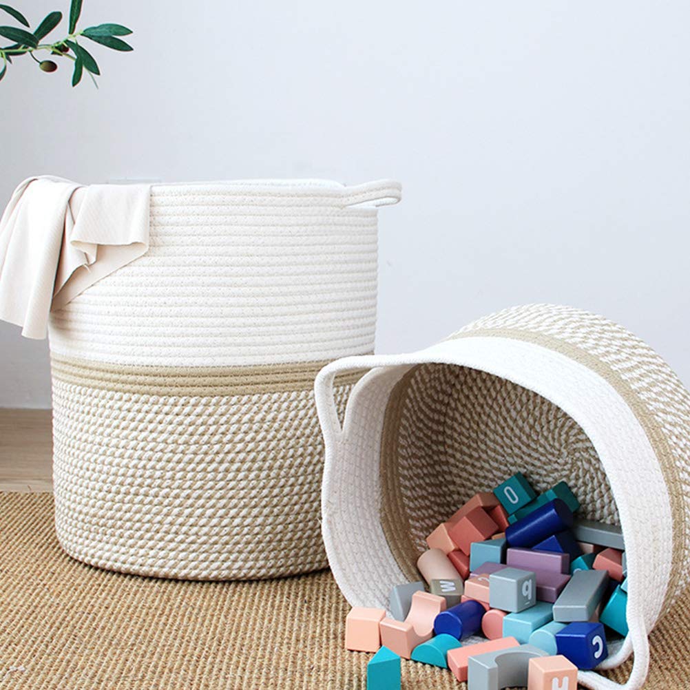 Extra Large Cotton Woven Storage Basket - Foldable Hamper for Blankets, Toys & Organizing | White Rope Bin for Kids, Pets & Home Organization | Perfect for Nursery, Playroom & Laundry Room Storage
