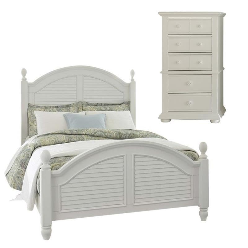 Home Square 2-Piece King Size Bedroom Set with Summer House Poster Bed & Lingerie Chest - Perfect for Master Bedroom Decor and Storage Solutions