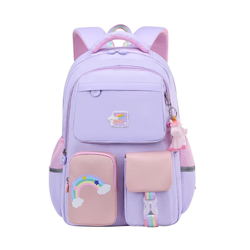 Stylish Kawaii Waterproof Nylon Backpack for School Girls - Cute Aesthetic Purple Small Backpack for Teens, College, Travel & Daily Use