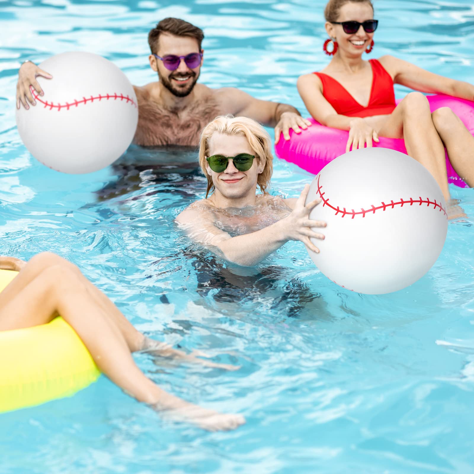 **Lewtemi 6-Piece Inflatable Beach Baseball Set - Includes 2 x 11-Inch Beach Balls & 4 x Inflatable Bats - Fun Pool Toys for Kids, Outdoor Games, Birthday Parties & Summer Activities (Dark Brown)**