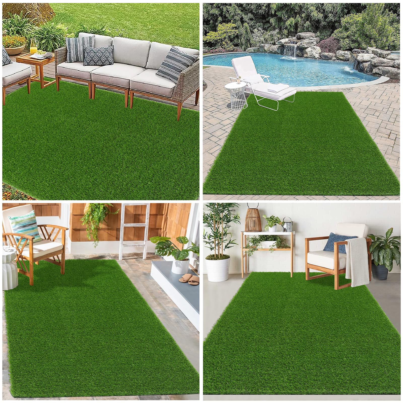 Bsmathom 4x6Ft Artificial Grass Rug - Indoor Outdoor Synthetic Turf Mat with Drainage Holes for Patio, Balcony, Garden, Lawn & Landscape - Perfect for Home Decor, Pet Areas & Play Spaces