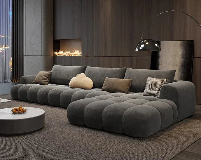 Stretch Puffs Modular Sectional Sofa Set - Comfortable Modern L-Shaped Couch for Living Room, Lounge & Home Theater
