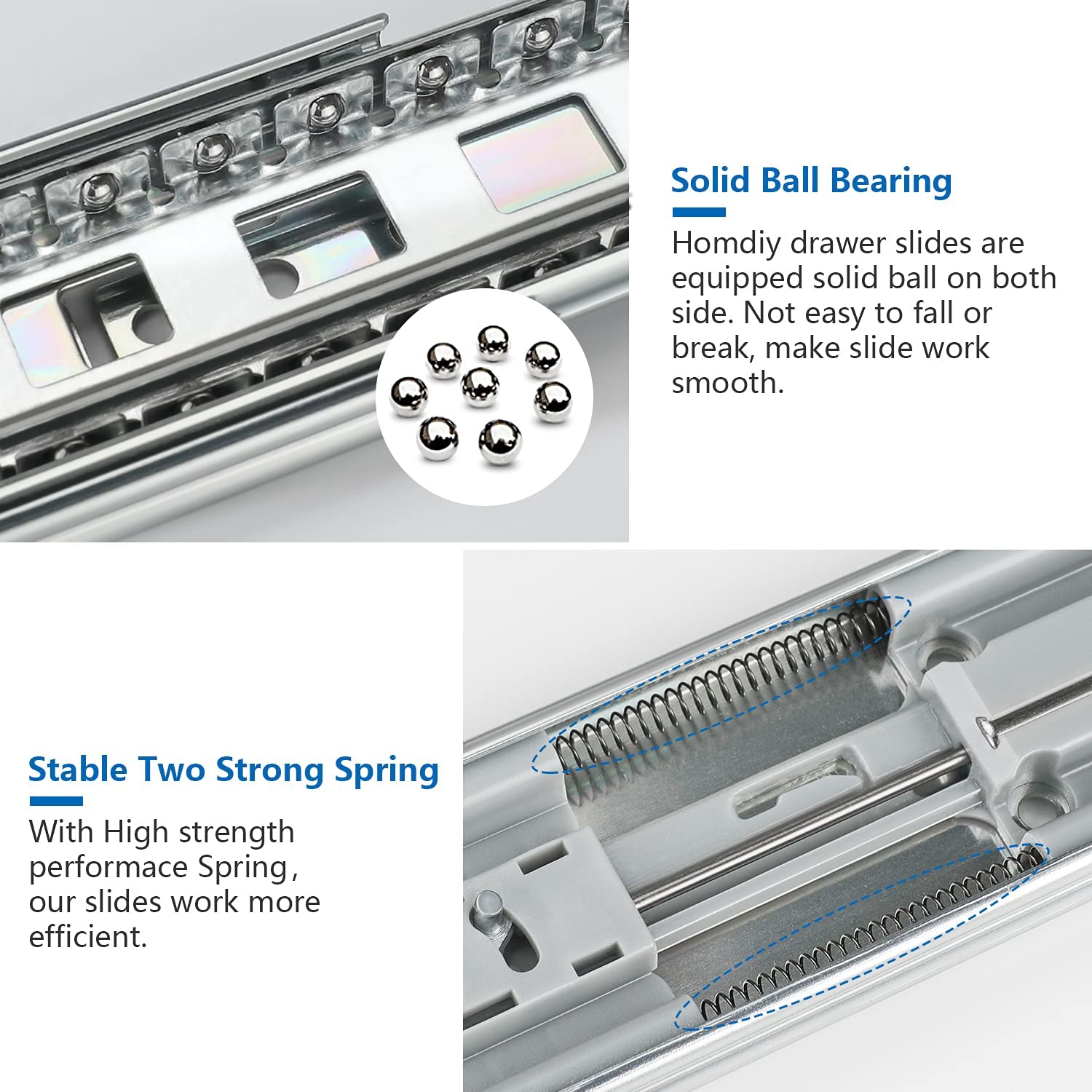 Homdiy 22 Inch Soft Close Drawer Slides - 6 Pairs Full Extension Heavy Duty Ball Bearing Cabinet Slides (100 LB Capacity) - Perfect for Kitchen Cabinets, Dressers & Furniture Upgrades
