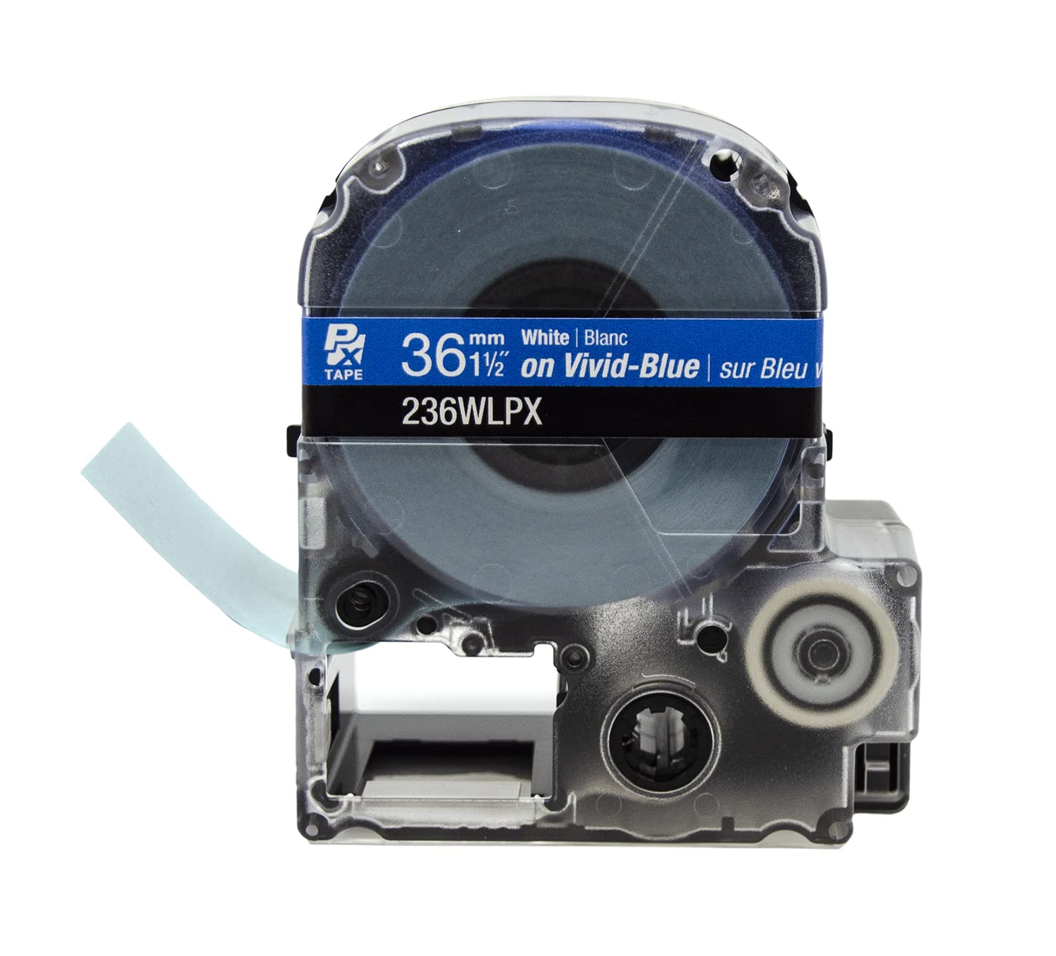 Epson LABELWORKS 236WLPX PET Polyester Tape Cartridge - White on Blue Label Maker Tape - 1.5