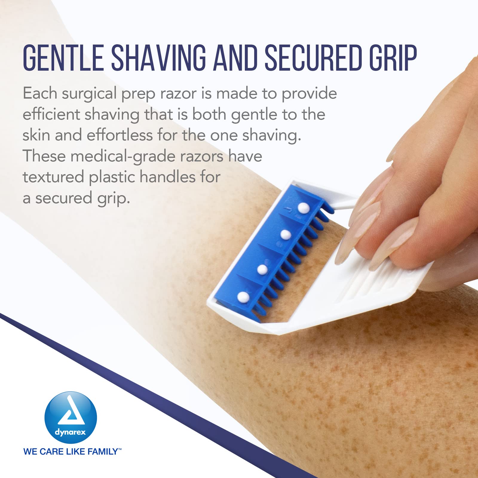 Dynarex Gallant Disposable Prep Razors - 50 Count Box | ECG & Surgical Prep Razors with Open Ergonomic Design | Ideal for Medical Procedures, First Aid Kits & Hospital Use
