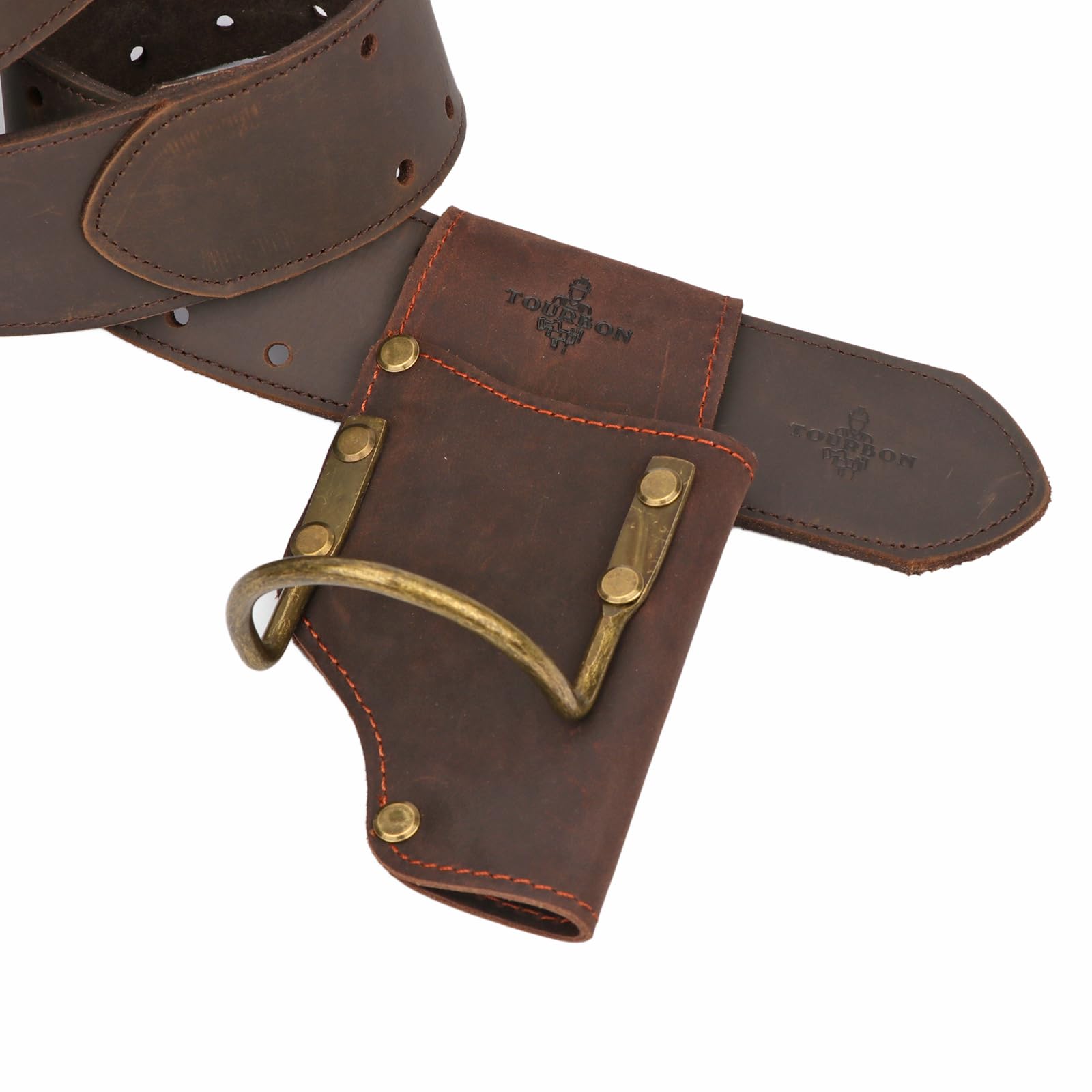 TOURBON 2-Inch Leather Tool Holder with Steel Loop - Hammer Holster & Plier Sheath for Carpenters, Electricians, Framers | Durable Belt Accessory for Construction & DIY Projects