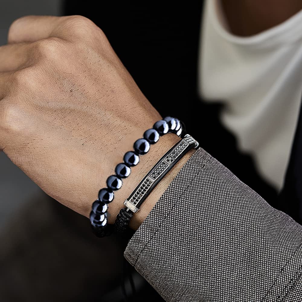 WAINIS 10 Pack Lava Rock Beaded Bracelets for Men & Women - Tiger Eye, Hematite, Black Onyx Matte Beads - Essential Oil Diffuser, Anxiety & Stress Relief Bracelets - Bulk Set for Yoga, Meditation & Daily Wear