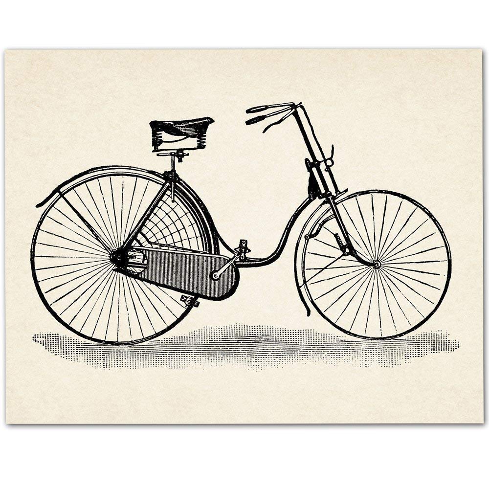 Vintage Women's Bicycle Wall Art - 11x14 Unframed Poster for Home Decor, Bike Shop & Garage Wall Decor, Perfect Gift for Cyclists & Bike Lovers - Ideal for Living Room, Bedroom, Office & Man Cave Decorations