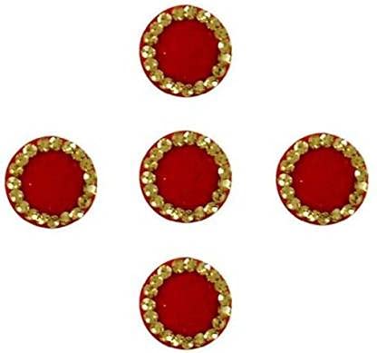 Ecozias Red Designer Round Bindis for Women & Girls | Traditional Indian Forehead Decoration (Mugli, Marathi, Bengali, Bollywood Style) - Perfect for Weddings, Festivals & Cultural Events