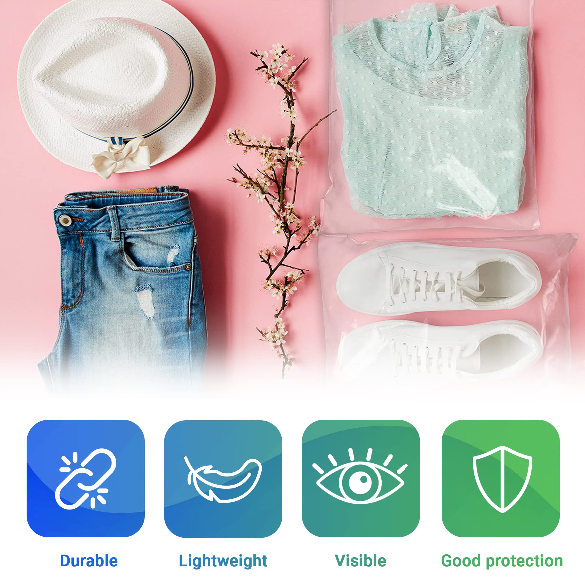 250 Pack Clear Plastic Bags 24x36 Inches - 2 Mil Thick Waterproof Poly Bags for Clothing, Shoes & Retail Shipping | Open End Design for Easy Packing | Perfect for Online Sellers, Storage & Garment Protection