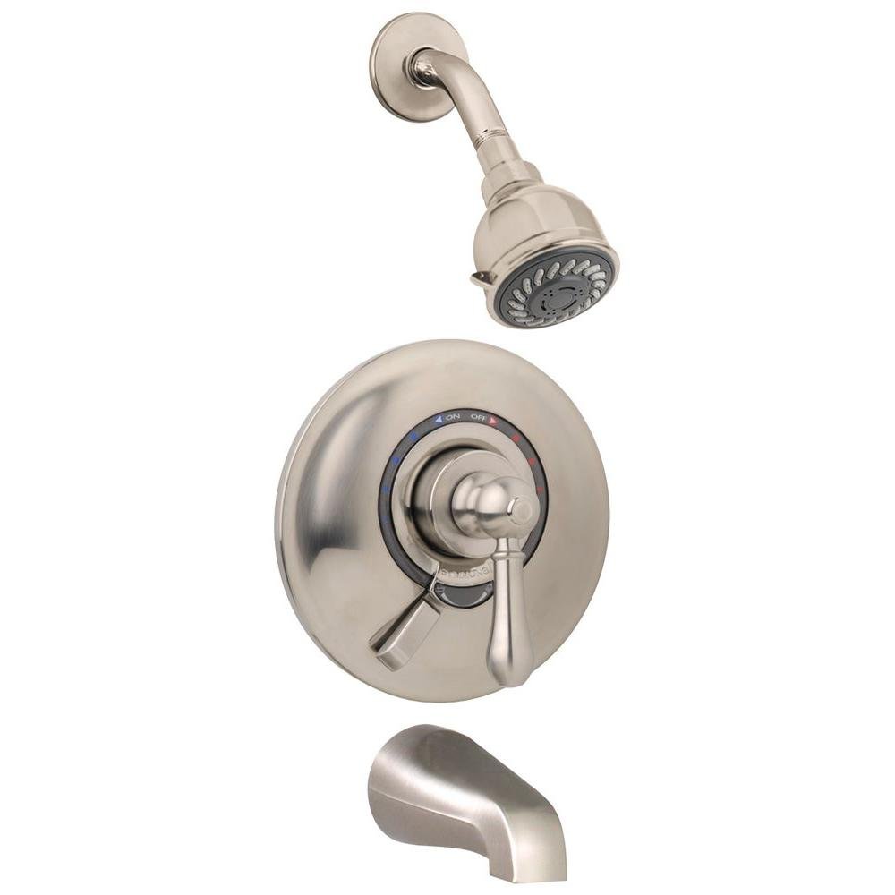 Symmons S7602STNRP Allura Tub and Shower System with Secondary Integral Volume Control in Satin Nickel Finish - Perfect for Modern Bathroom Renovations and Luxury Home Upgrades