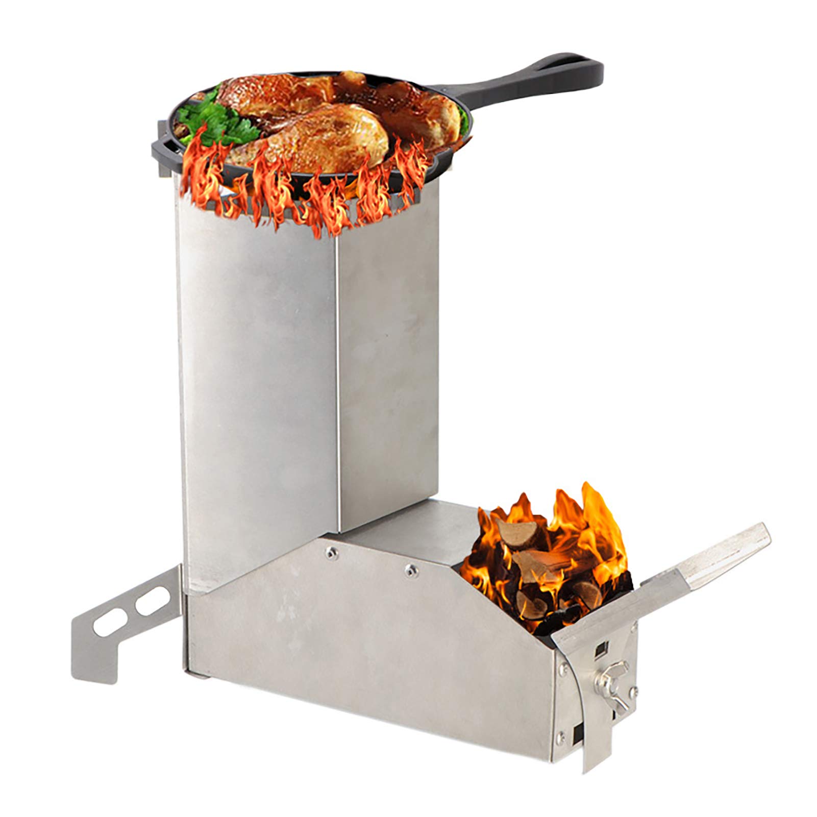 Portable Wood Burning Camping Stove - Collapsible Outdoor Stove for Hiking, Backpacking, Survival & BBQ | Compact Tent Furnace for Camping, Picnics & Emergency Preparedness (Silver)