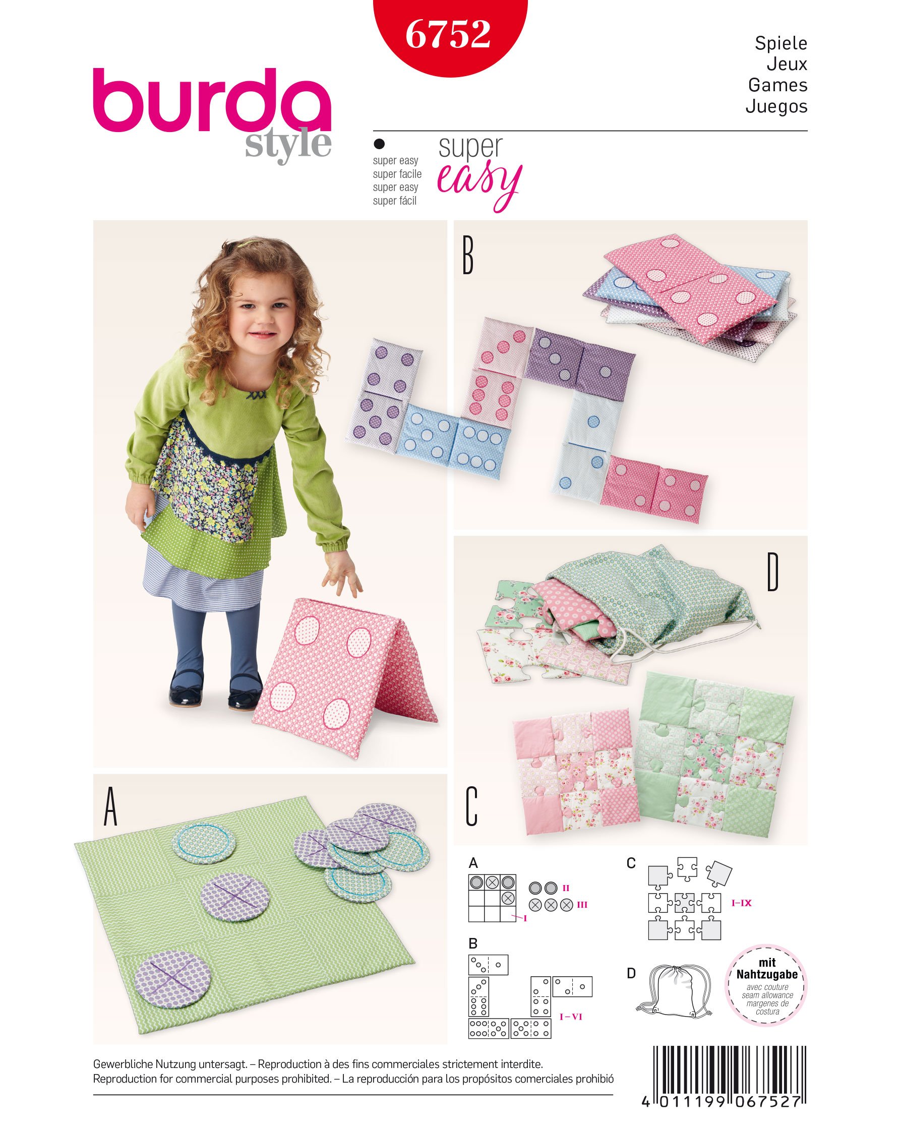 Burda Style Sewing Pattern 6752 - Games (One Size) | DIY Costume & Dressmaking for Cosplay, Halloween, and Theater Performances