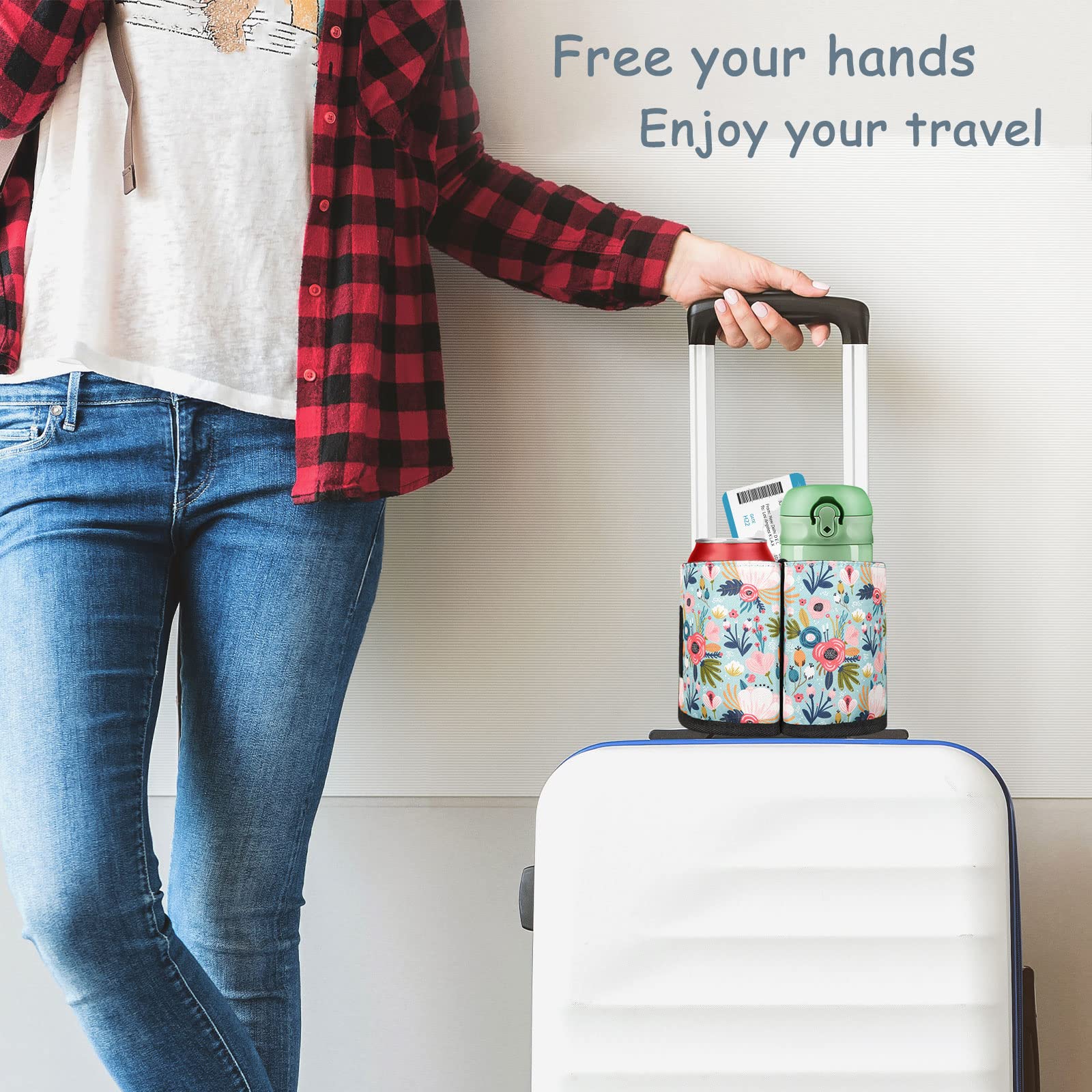 ACdream Luggage Cup Holder - Portable Suitcase Drink Carrier for Travel | Hands-Free Water & Coffee Caddy Attachment | Perfect Flight Attendant Gift & Airplane Travel Accessory | Ideal for Airport, Commuting & Daily Use