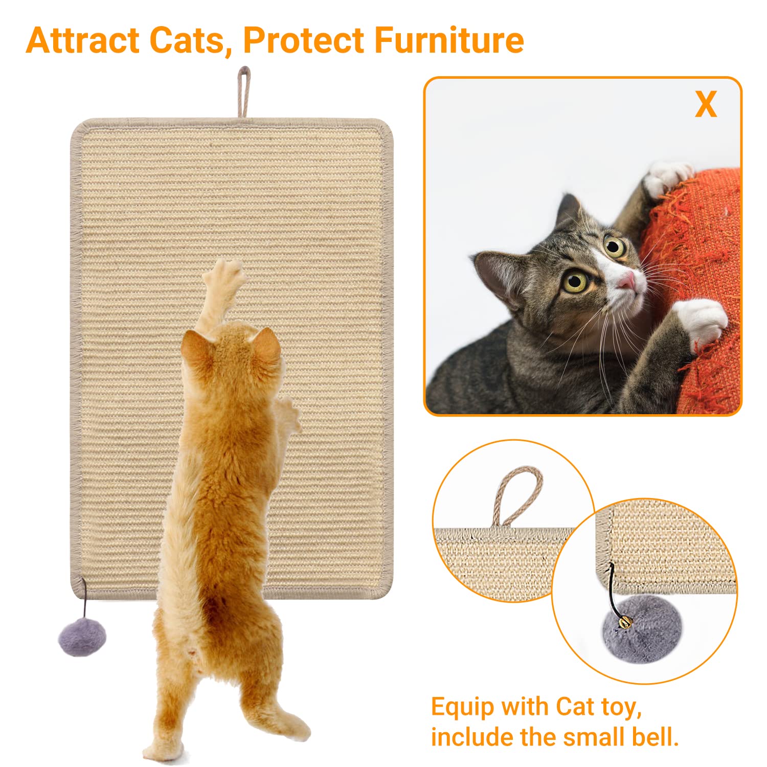 5-Pack Cat Scratch Deterrent Tape + Sisal Cat Scratcher Mat (23.6