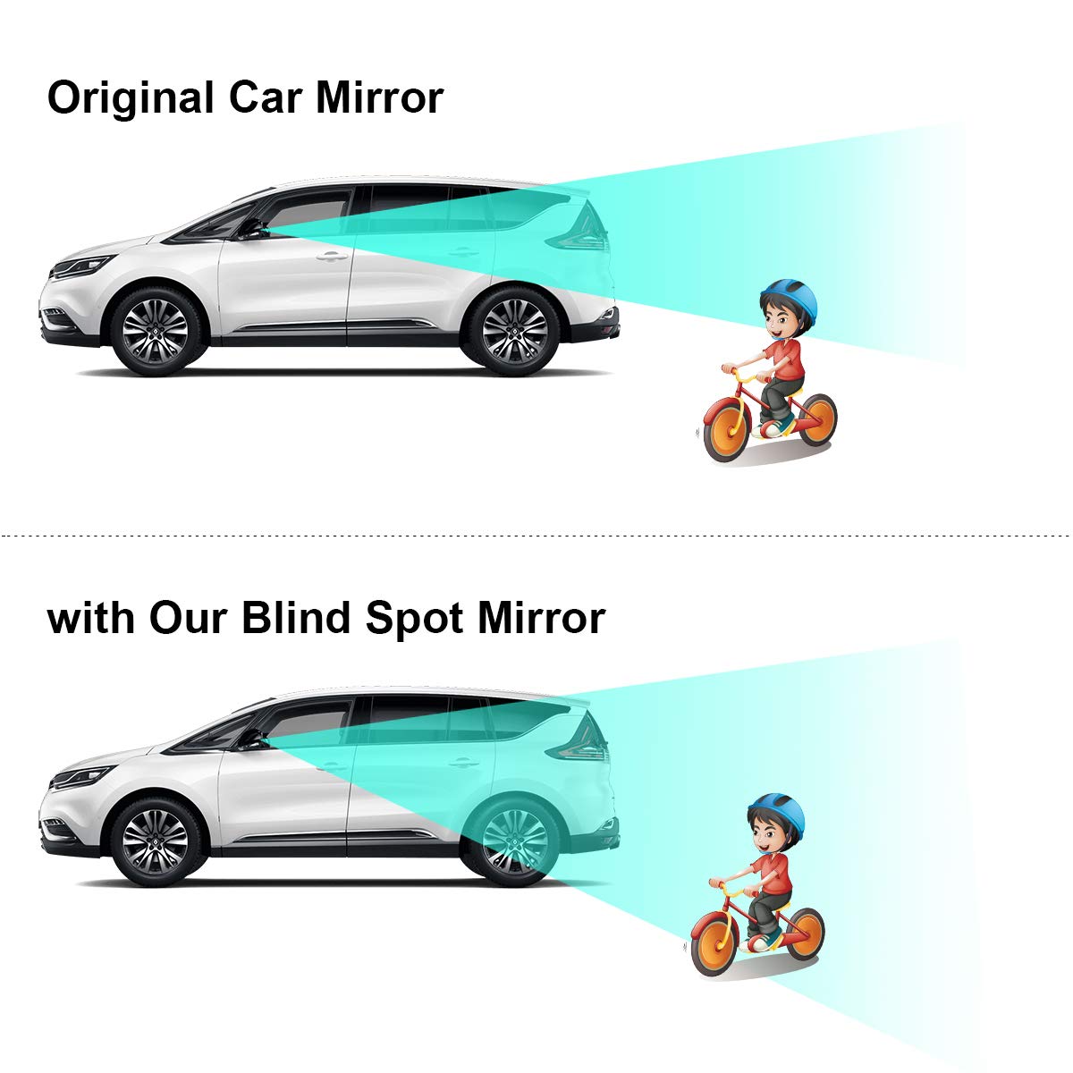 POMFW 2 Inch Blind Spot Mirror for Cars, SUVs, Trucks & Vans - Frameless Convex Rearview Mirror with 3M Adhesive, HD Glass, Adjustable Wide Angle (2-Pack, Fan-Shaped) - Perfect for Parking, Lane Changes & Safer Driving