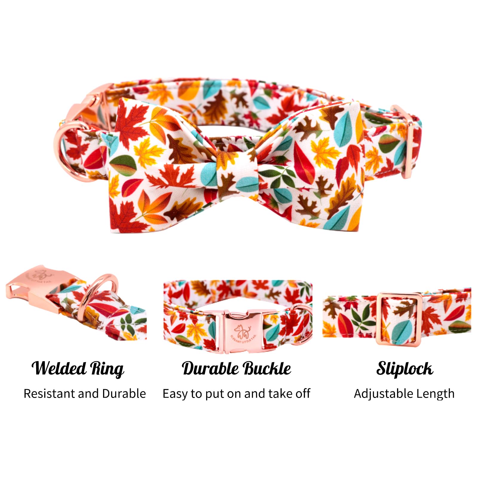 Elegant Adjustable Dog Collar with Bow Tie - Soft Fall Pet Collar for Small Dogs, Male or Female | Perfect for Daily Walks, Special Occasions & Photo Shoots