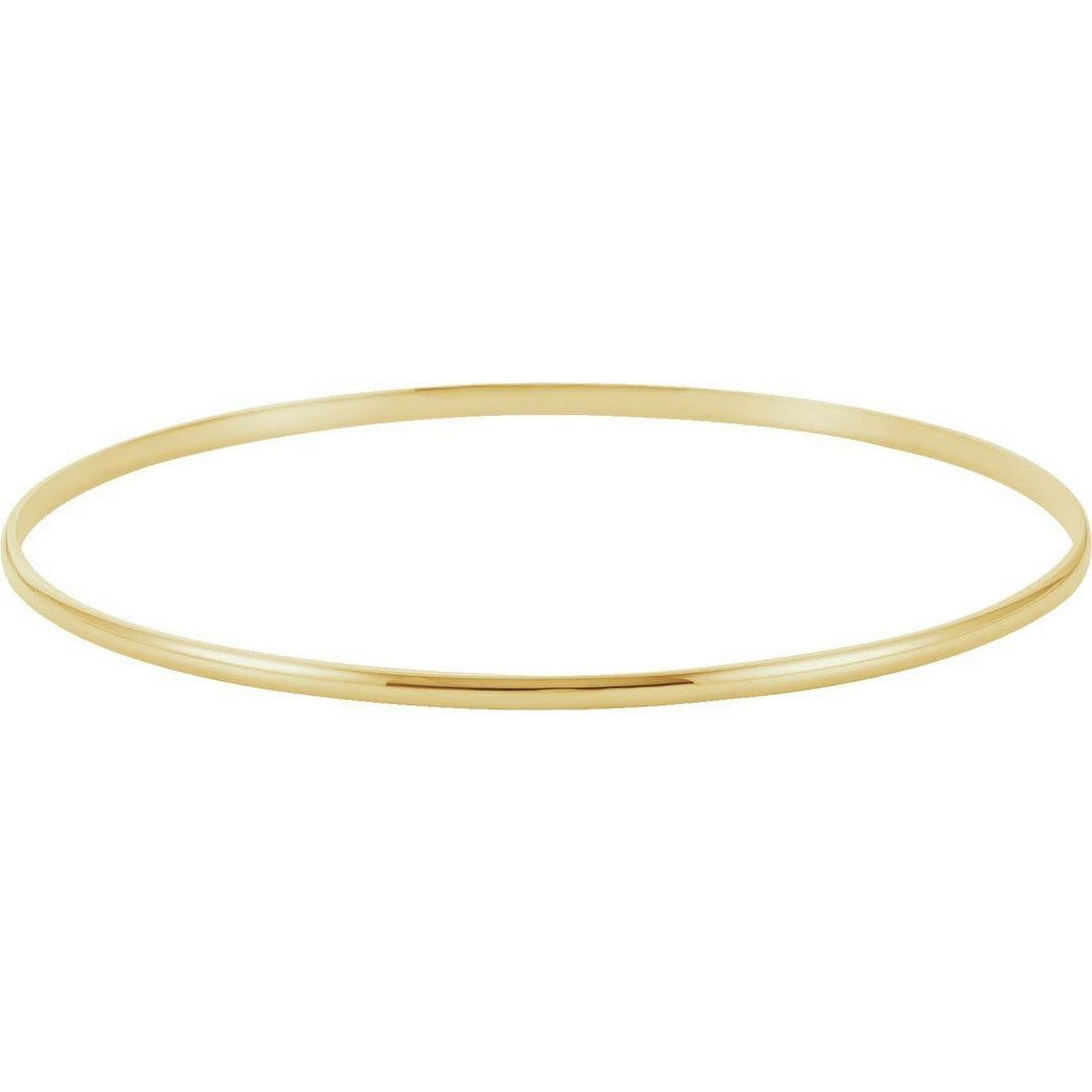 14K Yellow Gold Half Round Cuff Stackable Bangle Bracelet 2mm - Dainty Minimalist Bracelet for Women, Perfect for Layering & Everyday Wear