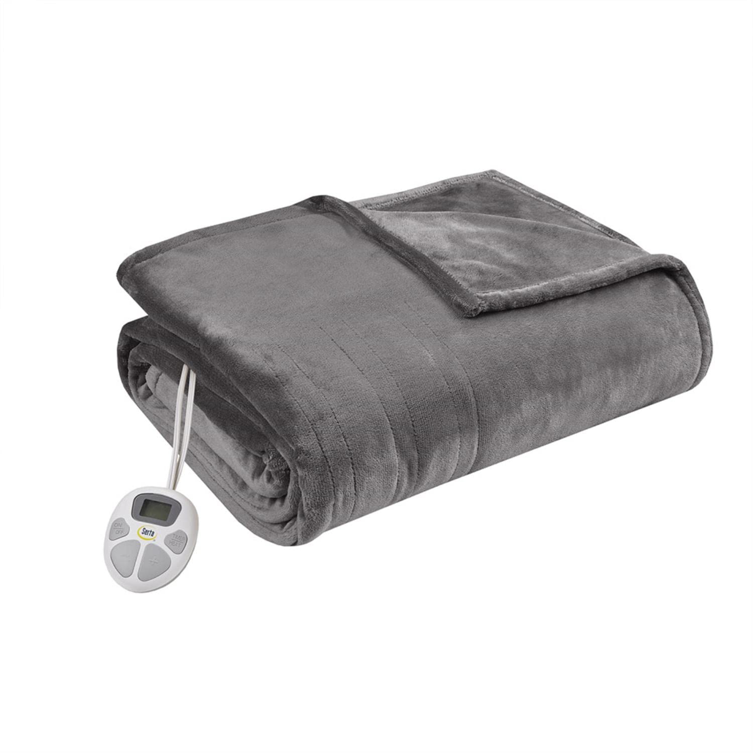 Serta ST54-0085 Heated Electric Blanket - Ultra Soft Polyester & Cotton Blend - Perfect for Winter Nights, Bedroom Comfort & Cozy Movie Nights