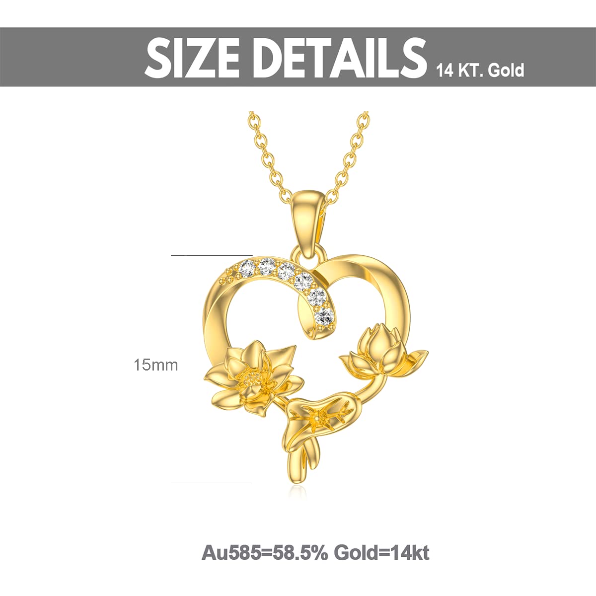 14K Gold Flower Necklace for Women - Rose Pendant Birth Flower Jewelry, 16+2 Inch Adjustable Chain, Elegant Gift for Mother Wife Girlfriend on Birthday, Mother's Day, Anniversary | Perfect for Weddings, Date Nights & Special Occasions