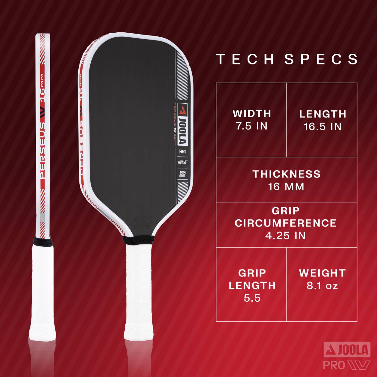 JOOLA Ben Johns Perseus Pro IV Pickleball Paddle - Premium Carbon Fiber Surface for Power & Control - Perfect for Tournament Play & Competitive Pickleball Matches
