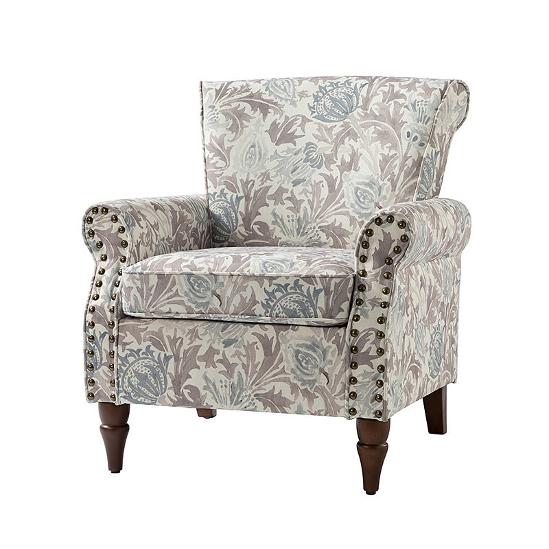 Artemisa Modern Floral Pattern Upholstered Armchair - Comfortable Living Room Accent Chair for Home Office & Lounge Decor