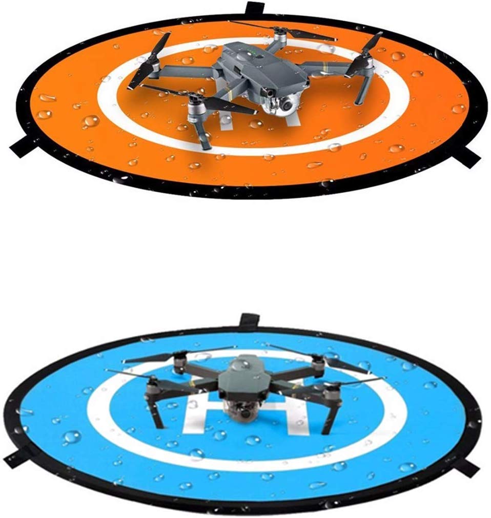 Universal Waterproof Drone Landing Pad 75cm/30inch - Foldable & Portable Landing Mat for DJI Mavic Pro, Phantom 2/3/4 Pro, Antel Robotic, 3DR Solo & PVB Drones (Blue & Orange) - Perfect for Outdoor Drone Flying, Aerial Photography & RC Helicopter Landings