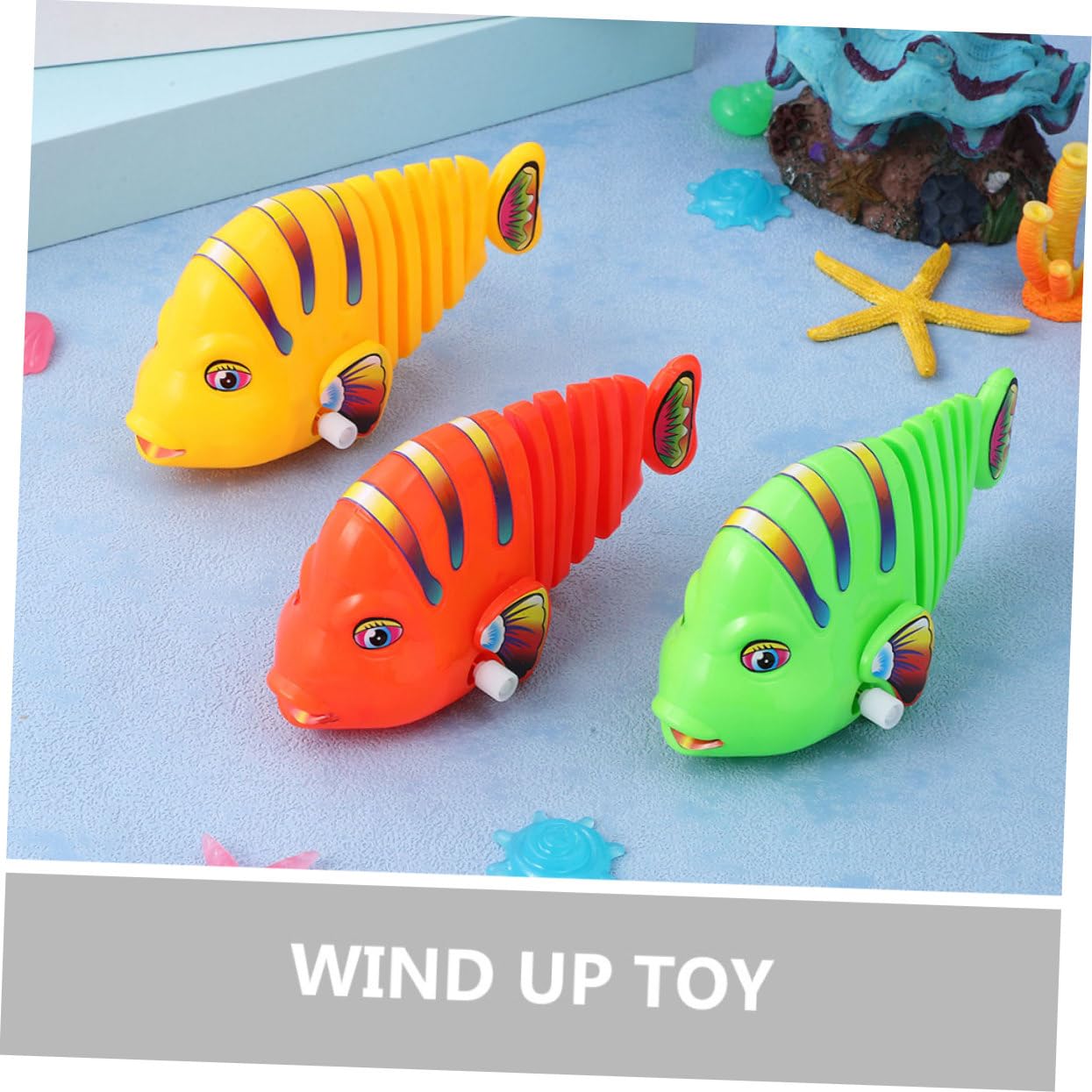 LALADEFIEE 6pcs Wind-Up Swimming Robot Fish - Cartoon Bath Toys for Kids, Fun Pool & Bathtime Play, Plastic Clockwork Floating Toy for Toddlers & Pets