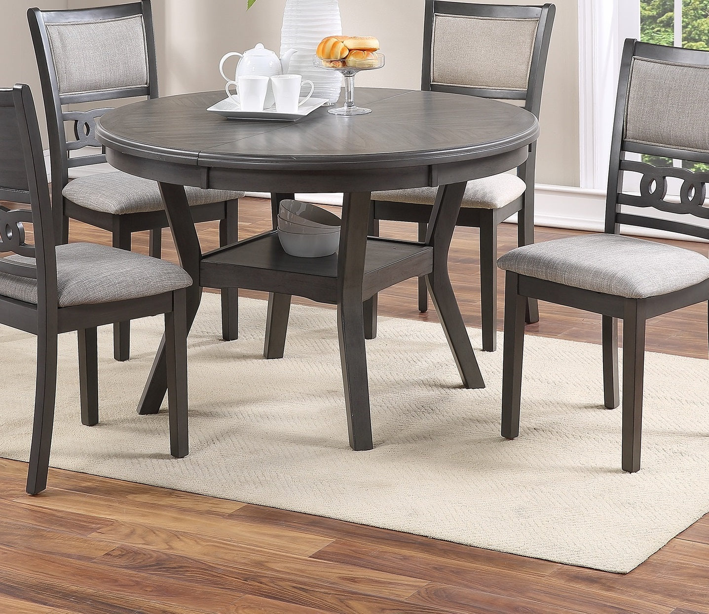 Modern Grey Dining Room Chairs Set of 2 - Upholstered Cushion Seats with Unique Back Design - Perfect for Kitchen, Breakfast Nook & Small Space Dining - Comfortable Side Chairs for Home Decor