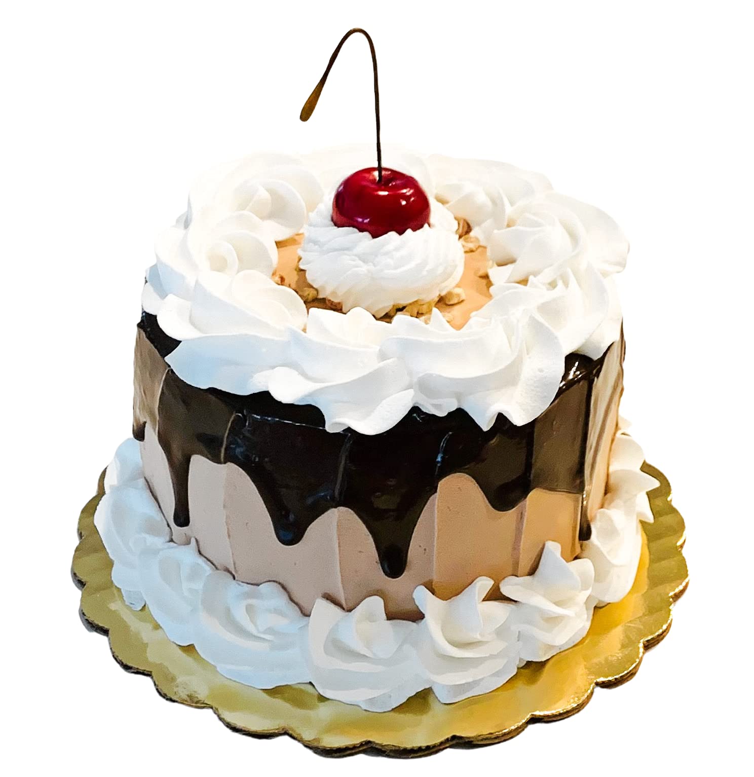 Artificial Cupcakes & Fake Cakes for Display - Realistic Faux Dessert Decorations for Home, Kitchen & Party Decor - Chocolate Drizzle Fake Food for Cake Stands, Dessert Tables & Wedding Centerpieces
