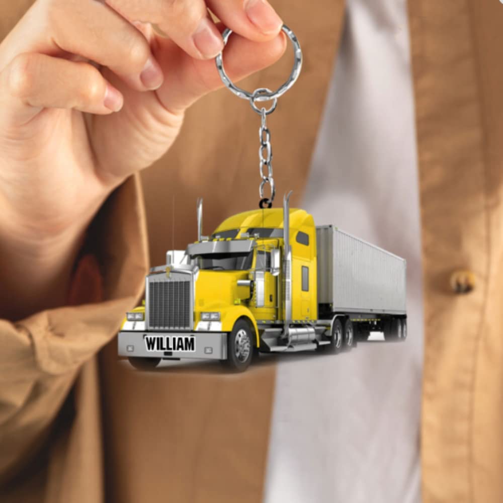 Custom Trucker Acrylic Keychain - Personalized Truck Driver Gift for Men - Great Father's Day Present - Ideal for Work Keys, Car Keys & Gift Giving