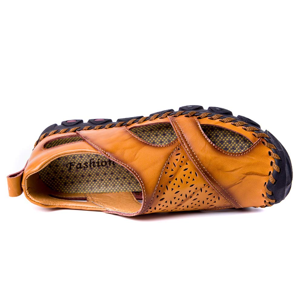 UPIShi Men's Leather Outdoor Sandals - Slip-On Casual Fisherman Sandals for Summer, Lightweight Comfortable Walking Shoes for Beach, Hiking, Travel & Daily Wear