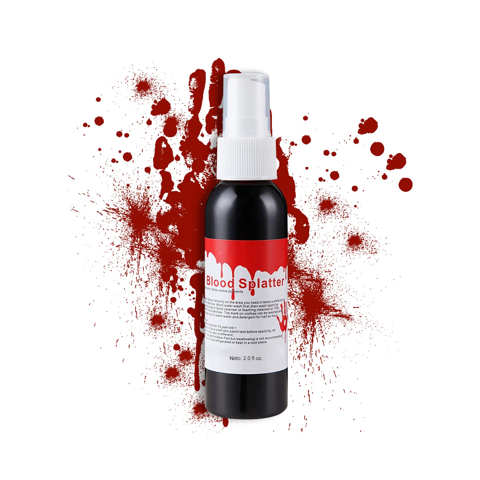 CAHIUYOA Fake Blood Makeup Spray - Realistic Special Effects SFX Makeup for Halloween, Zombie, Monster, Vampire & Clown Cosplay - 2.1Oz (60ml) - Perfect for Horror Parties, Theater Performances & Halloween Costumes