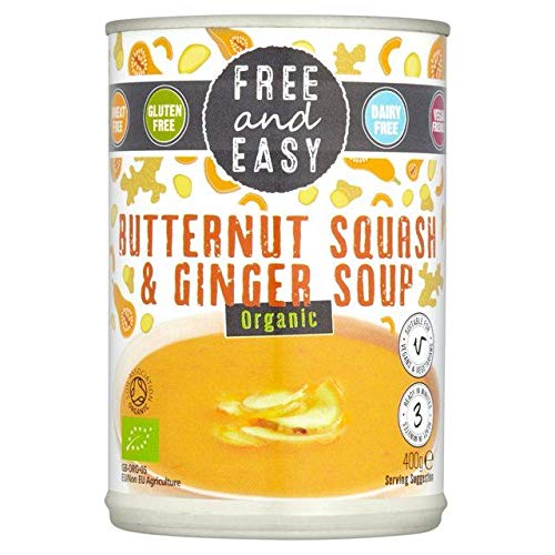 Organic Butternut Squash & Ginger Soup - Dairy Free, Gluten Free, Vegan - 400g (0.88 lbs) - Healthy Comfort Food for Cold Weather & Quick Meals