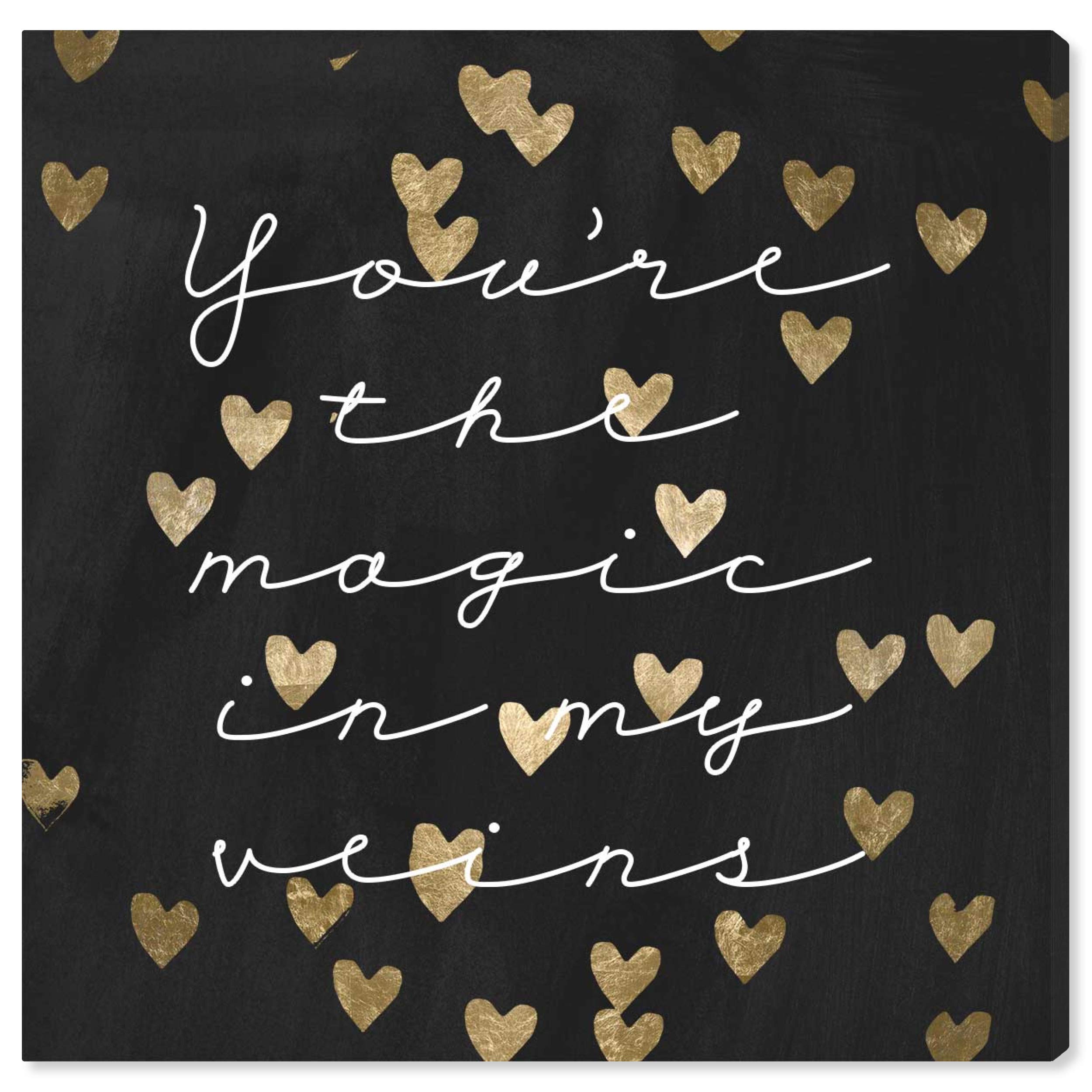 Oliver Gal Artist Co. 'Magic in Me Night' Typography Wall Art Canvas Print - 30x30 Inch Black & Gold Quote Home Decor - Perfect for Living Room, Bedroom & Office Inspiration