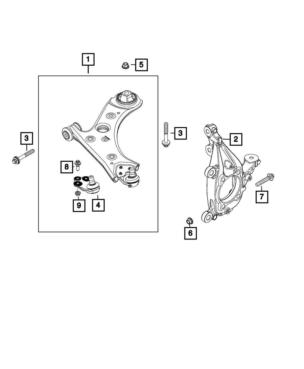 MOPAR 68246489AA Lower Control Arm Fastener Kit - Replacement Suspension Part for Dodge, Jeep, Chrysler Vehicles - Perfect for Off-Roading & Daily Driving
