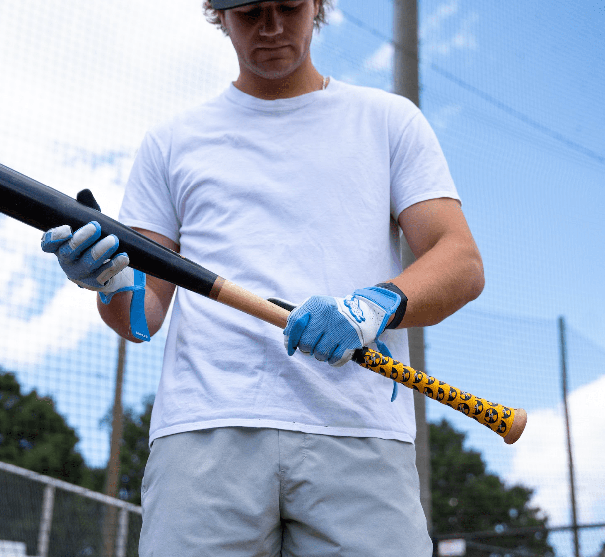 Sting Squad Batting Gloves - Columbia/White & Graphite | Premium Baseball & Softball Training Gloves for Enhanced Grip & Comfort | Perfect for Practice, Games & Outdoor Sports