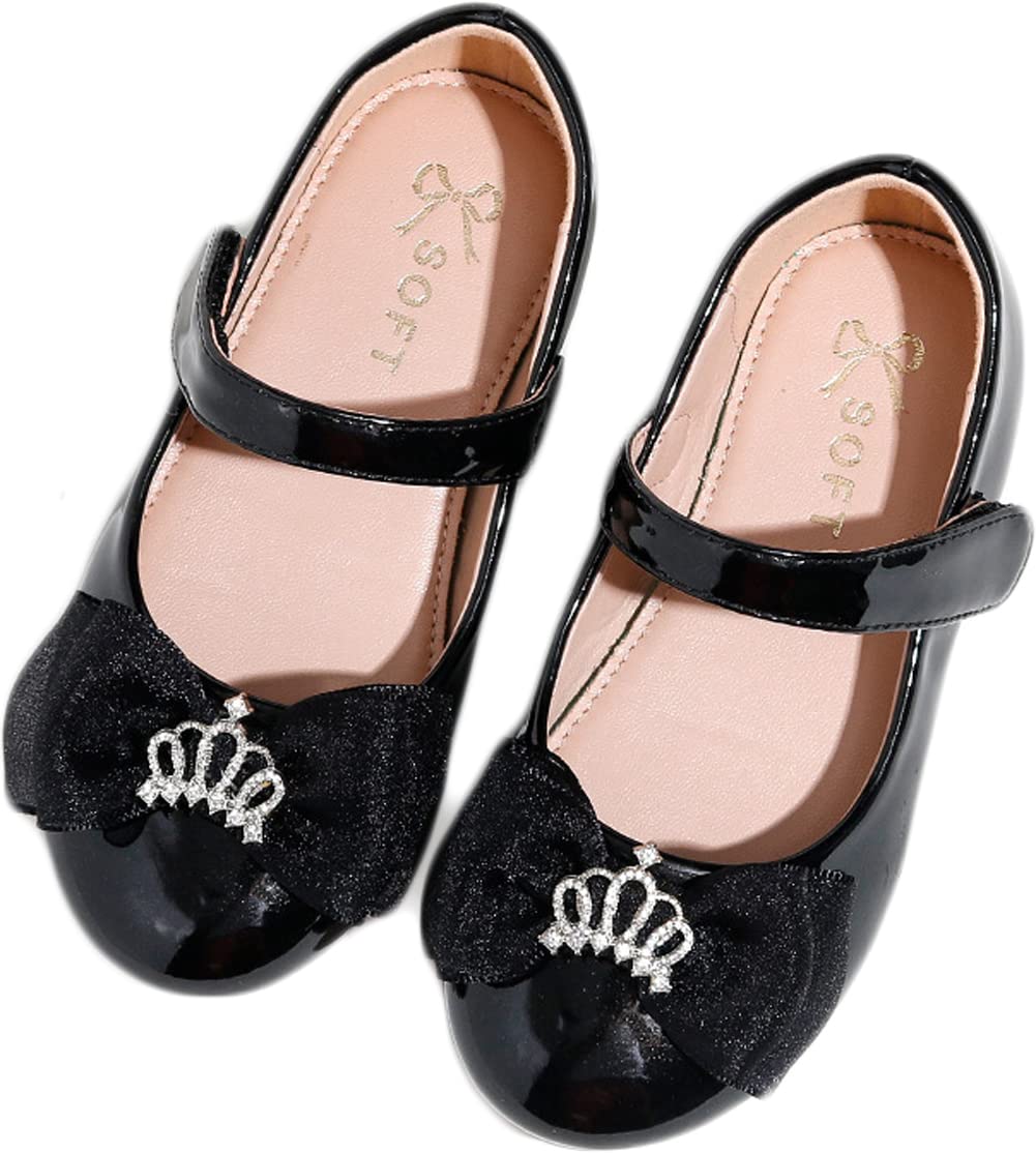 **Mrkeung Girls Ballet Flats - Princess Lace Crown Shoes with Ankle Strap | Soft & Glow-in-the-Dark Comfort for Kids | Perfect for Dance, School & Party**