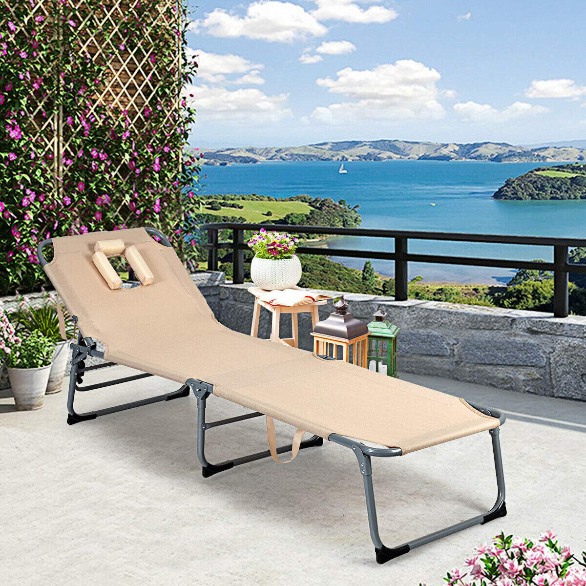 Adjustable Folding Chaise Lounge Chair Bed - Portable Recliner for Beach, Patio, Camping & Indoor Use - Outdoor & Living Room Furniture - Perfect for Relaxing, Sunbathing, and Lounging